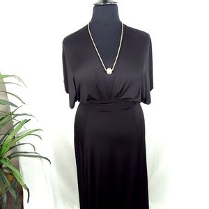 Karisa  NWTS Black Open Back Kimono Style Maxi Dress XL